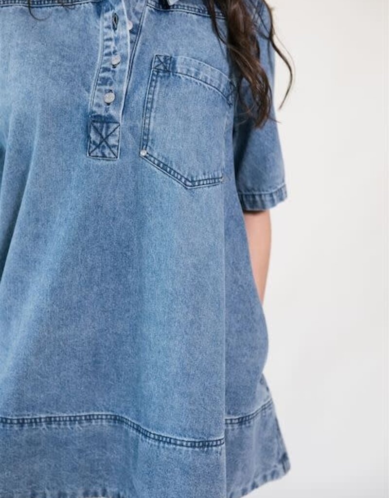 Free People Remino Denim Mini Ocean Blue