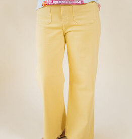 Just Black Yellow Patch Pocket Wide Leg