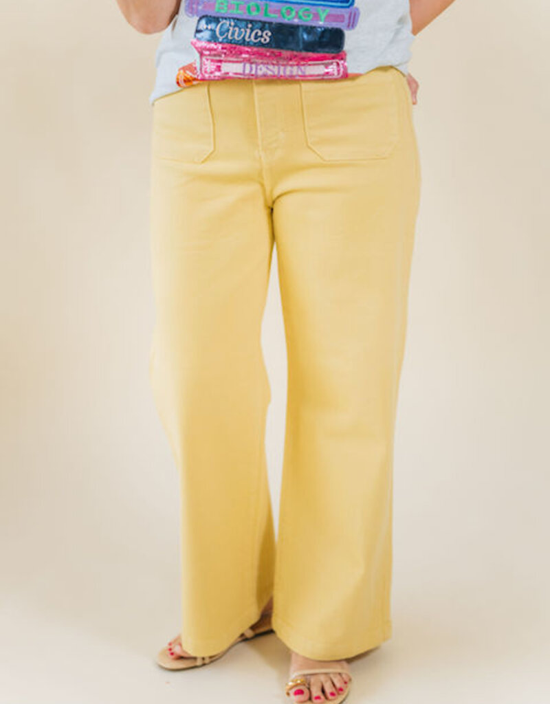 Just Black Yellow Patch Pocket Wide Leg