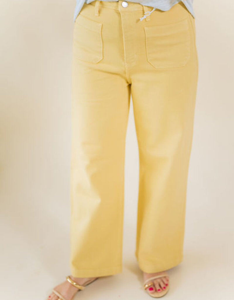 Just Black Yellow Patch Pocket Wide Leg
