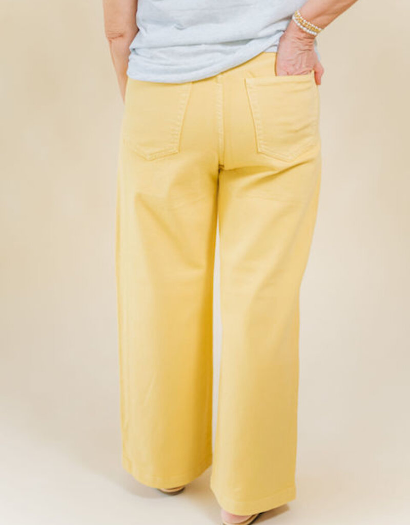 Just Black Yellow Patch Pocket Wide Leg