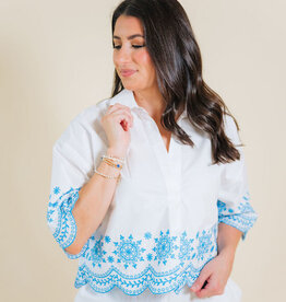 French Connection Alissa Cotton Embroidered Top