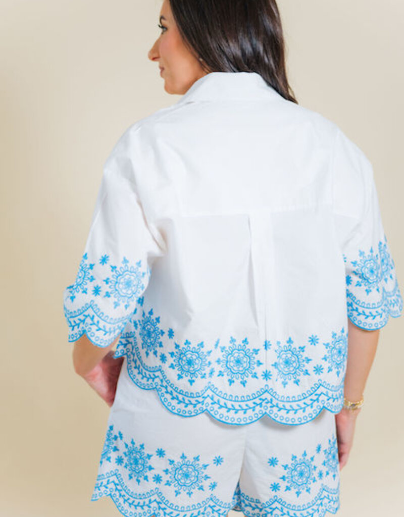 French Connection Alissa Cotton Embroidered Top