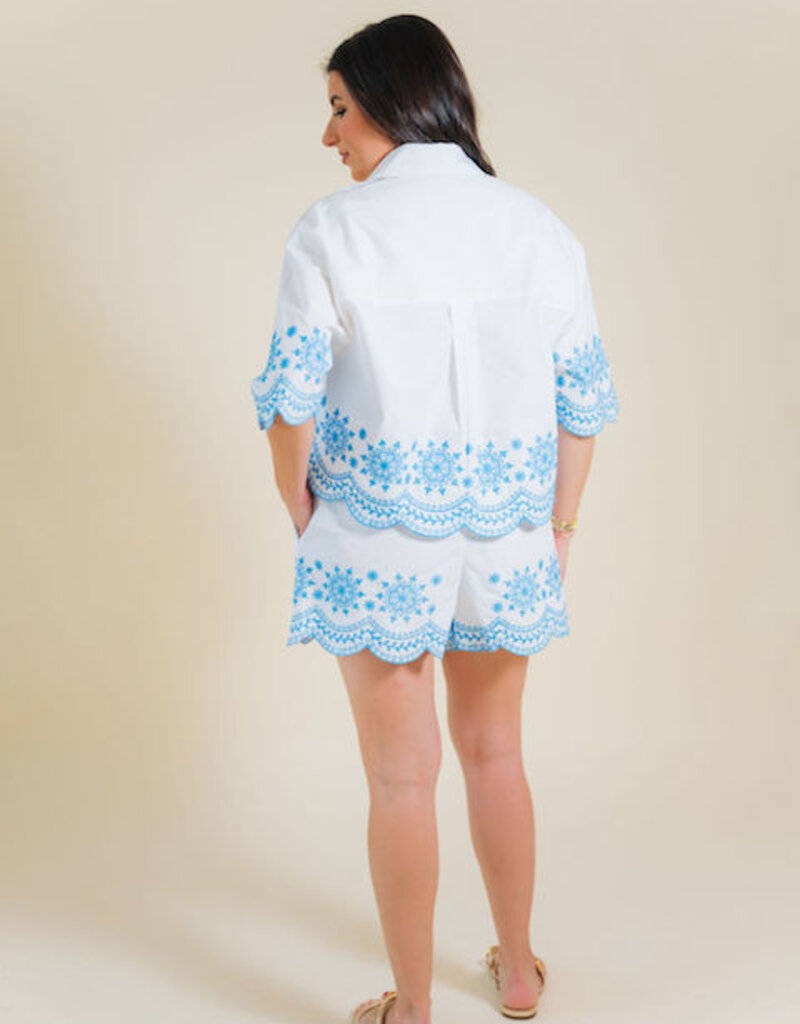 French Connection Alissa Cotton Embroidered Short