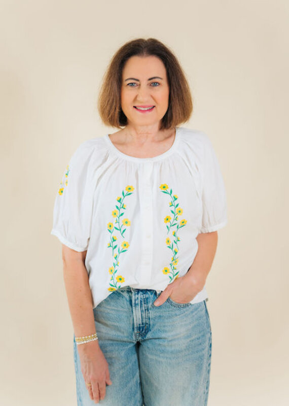 Karen Kane Sundazed Embroidered Peasant Top