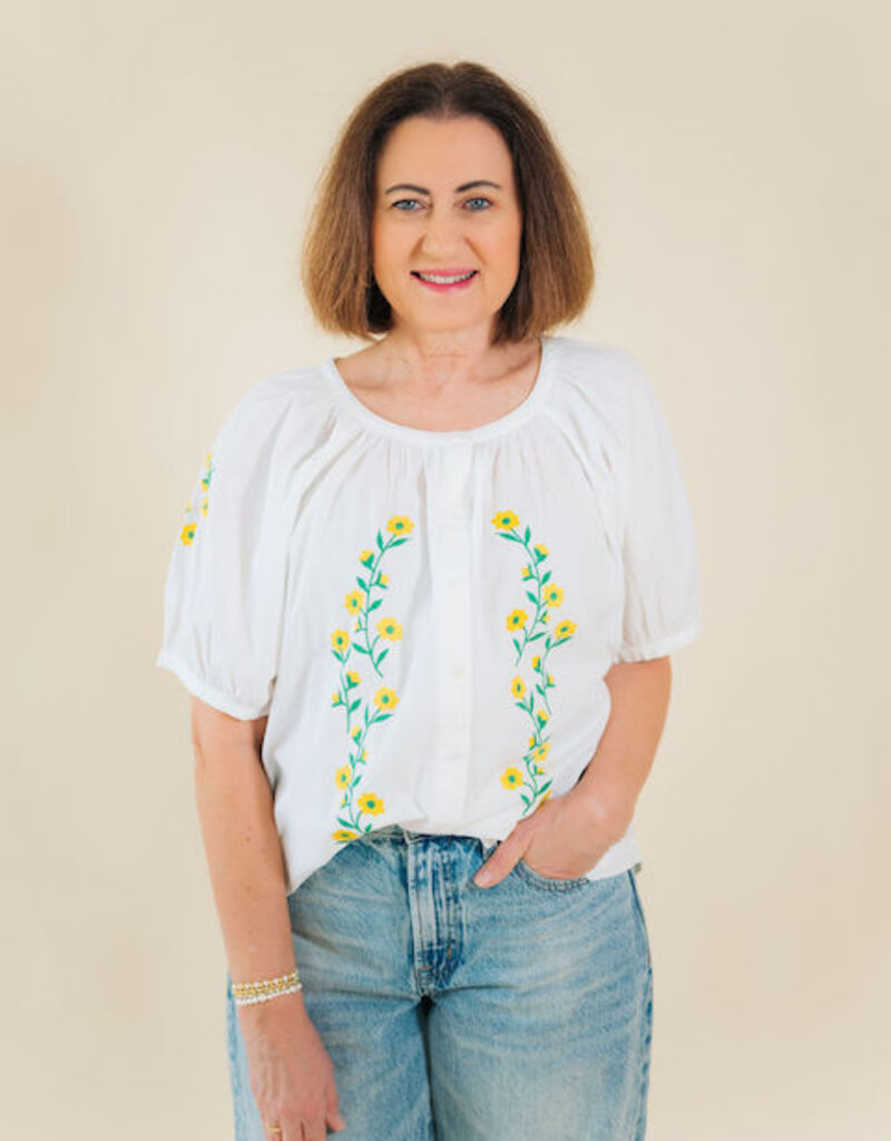 Karen Kane Sundazed Embroidered Peasant Top