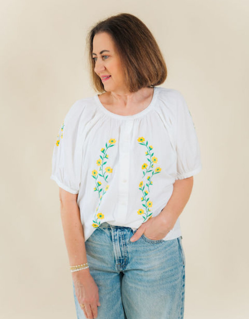 Karen Kane Sundazed Embroidered Peasant Top