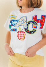 Queen of Sparkles White Multi Fabric Teach Apple Tee