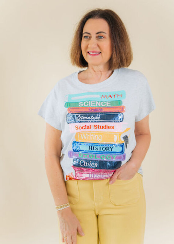 Queen of Sparkles Grey School Book Tee