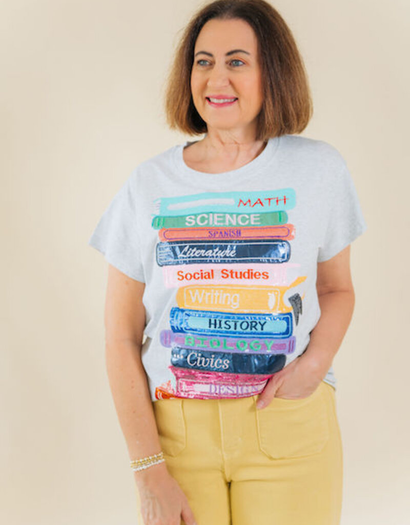Queen of Sparkles Grey School Book Tee