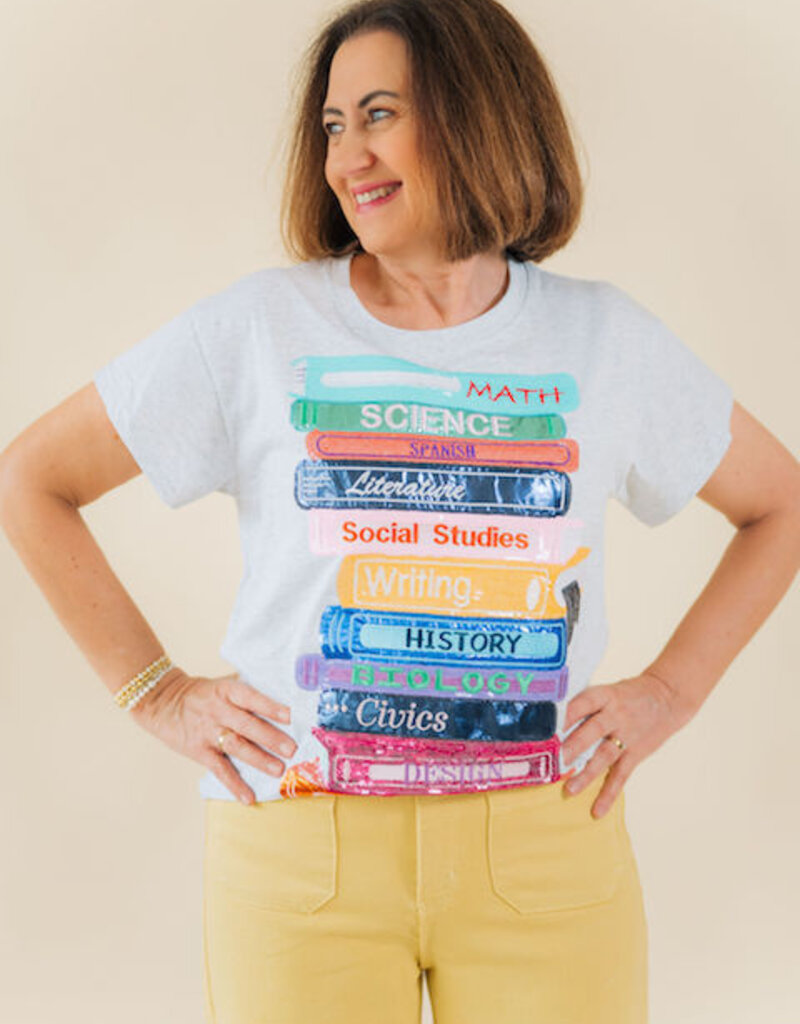 Queen of Sparkles Grey School Book Tee