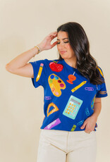 Queen of Sparkles Navy School Supplies Tee