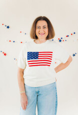 Parker Flag Sweater Top Cream