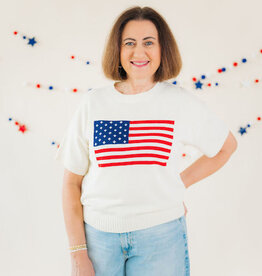 Parker Flag Sweater Top Cream
