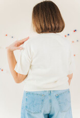 Parker Flag Sweater Top Cream