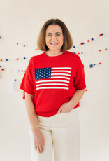 Parker Flag Sweater Top Red
