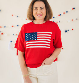 Parker Flag Sweater Top Red