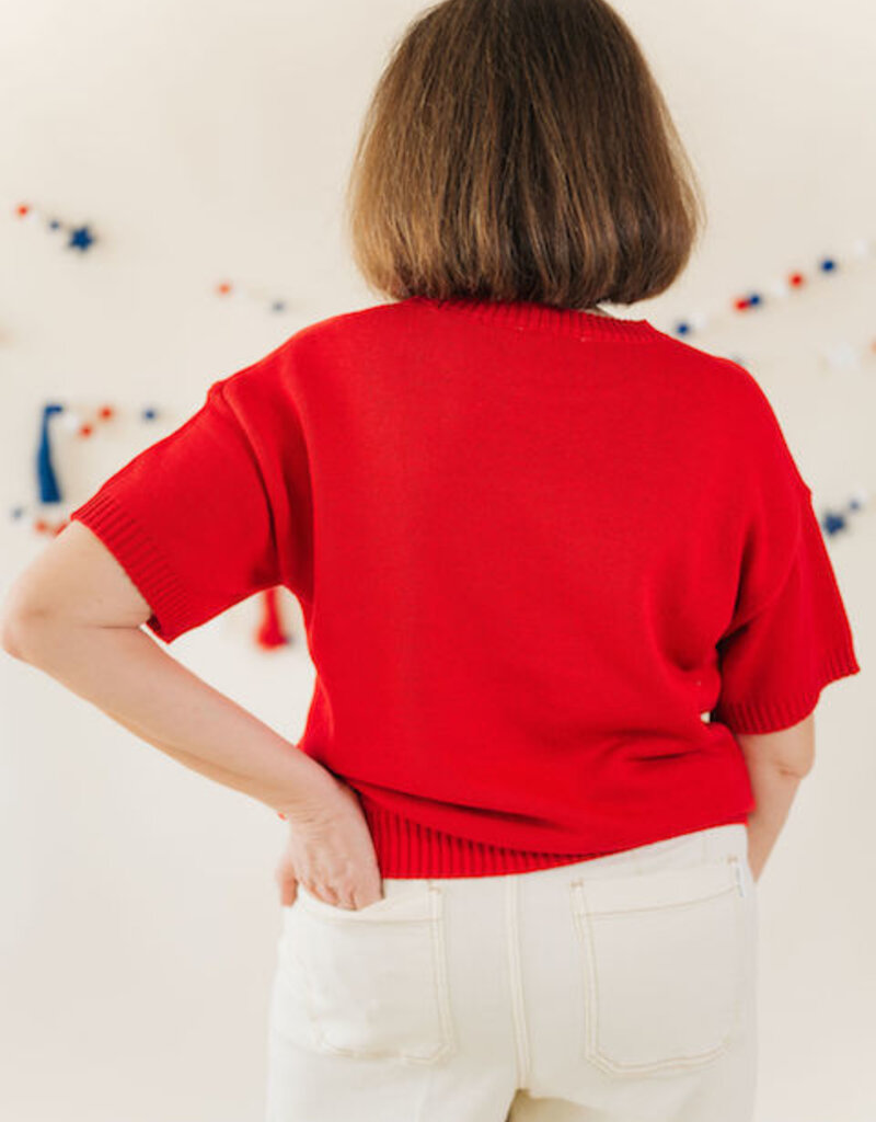 Parker Flag Sweater Top Red