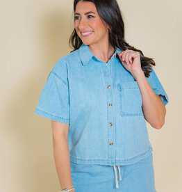 Z Supply Everyday Denim Button Up Coastal Water