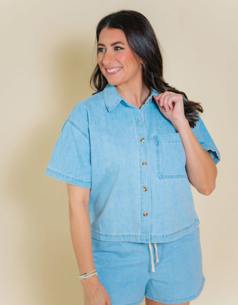 Z Supply Everyday Denim Button Up Coastal Water