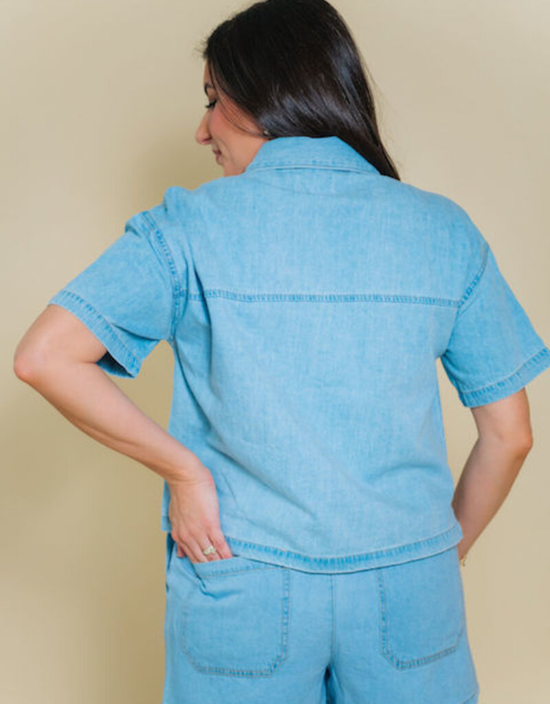 Z Supply Everyday Denim Button Up Coastal Water