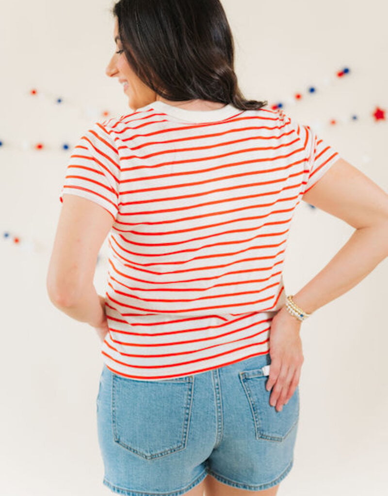 Z Supply Junie Striped Tee Lychee