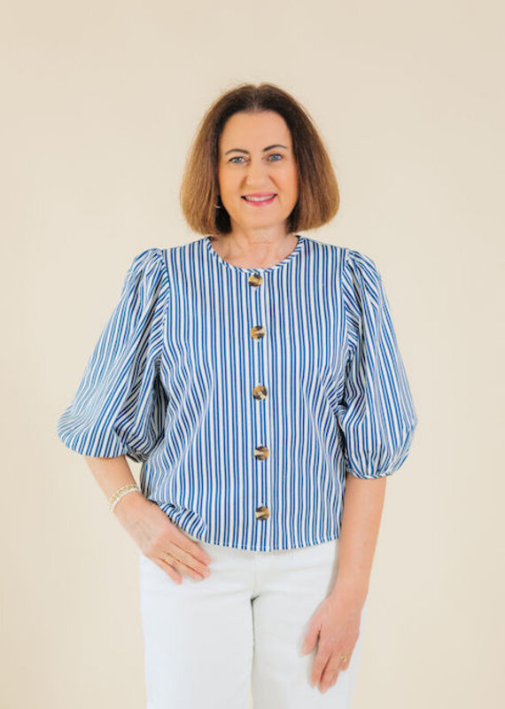 Karen Kane Rhythm & Blues Puff Sleeve Blouse