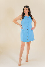 French Connection Azra Square Neck Dress Blue Hydrangea