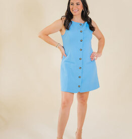 French Connection Azra Square Neck Dress Blue Hydrangea