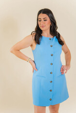 French Connection Azra Square Neck Dress Blue Hydrangea