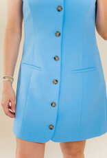 French Connection Azra Square Neck Dress Blue Hydrangea