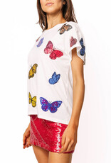 Queen of Sparkles White Multi Butterfly Tee