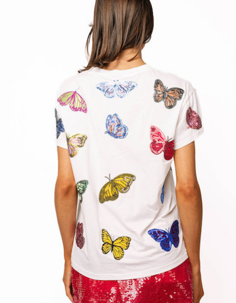 Queen of Sparkles White Multi Butterfly Tee