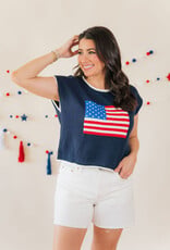Stars & Stripes Flag Sweater Tee Navy