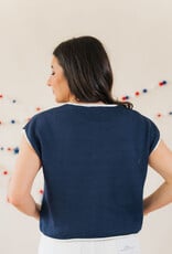 Stars & Stripes Flag Sweater Tee Navy