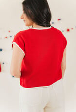 Stars & Stripes Flag Sweater Tee Red