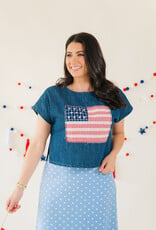 Flag Patch Denim Top