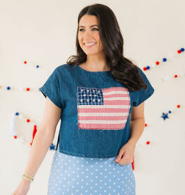 Flag Patch Denim Top