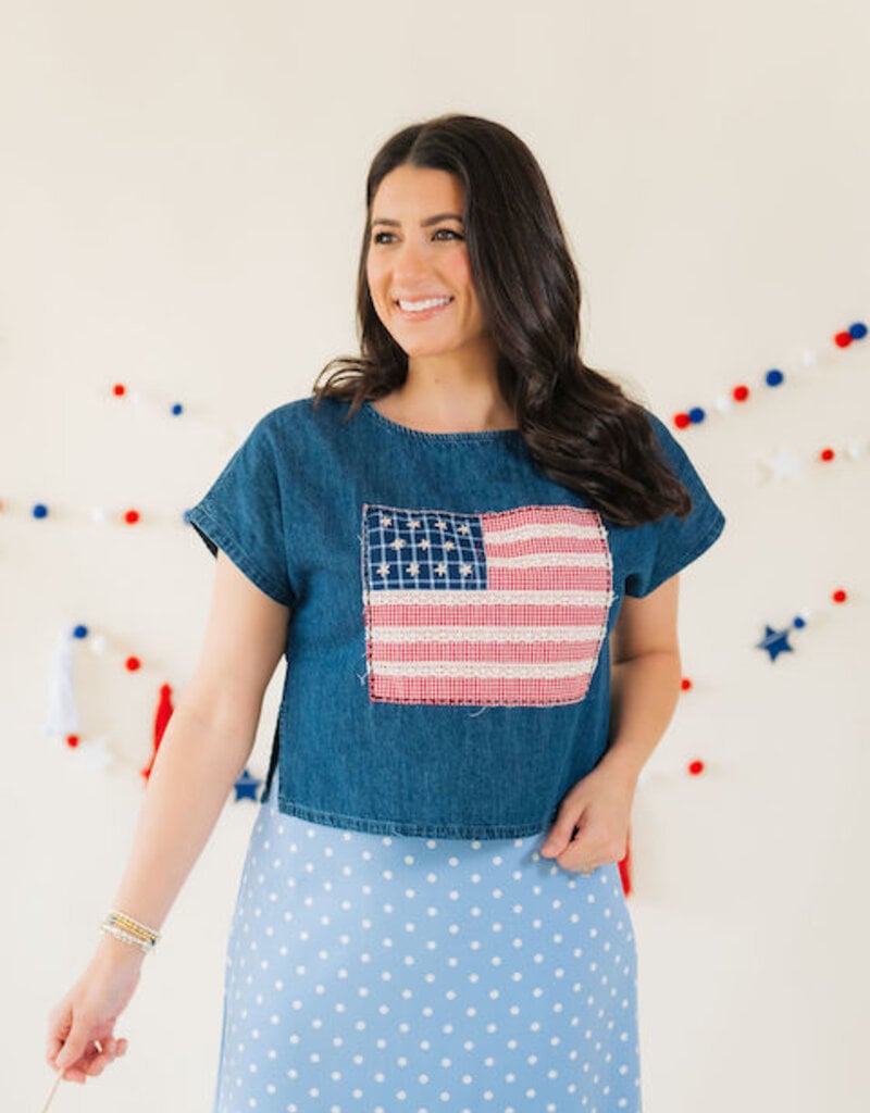 Flag Patch Denim Top