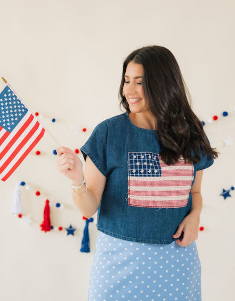 Flag Patch Denim Top
