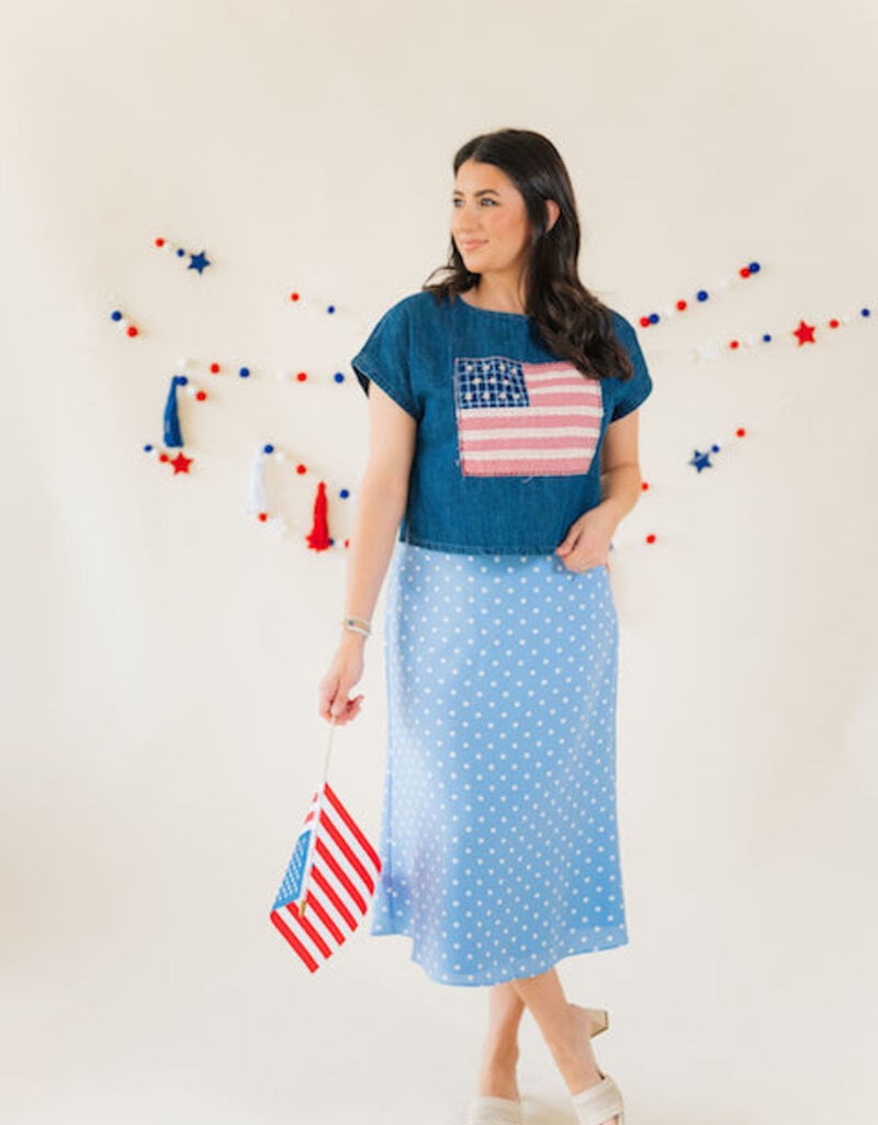 Flag Patch Denim Top