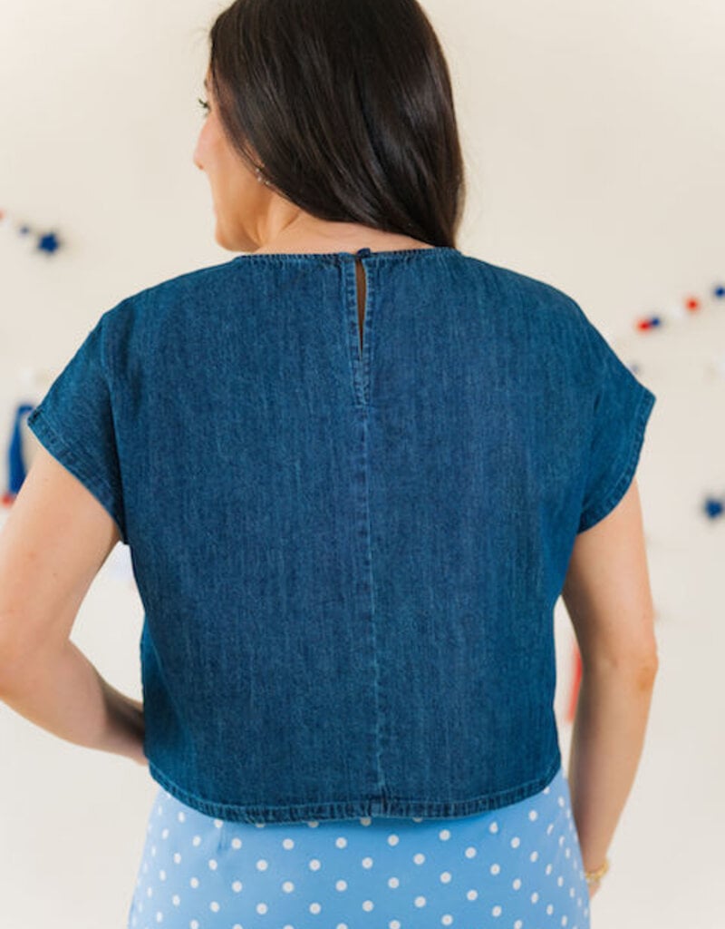 Flag Patch Denim Top