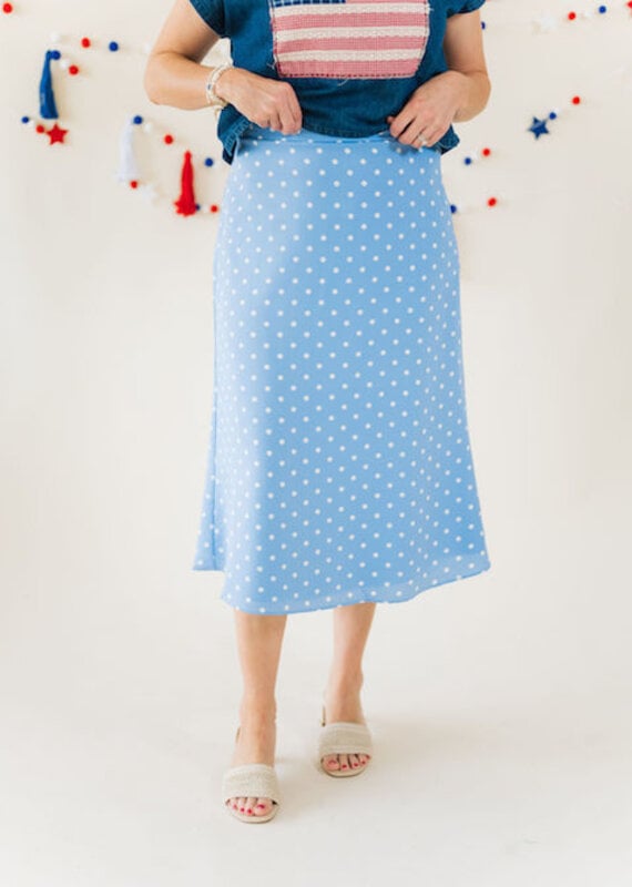 Polka Dot Sky Midi Skirt