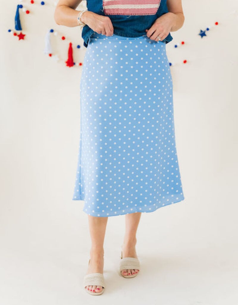 Polka Dot Sky Midi Skirt