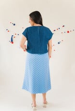 Polka Dot Sky Midi Skirt