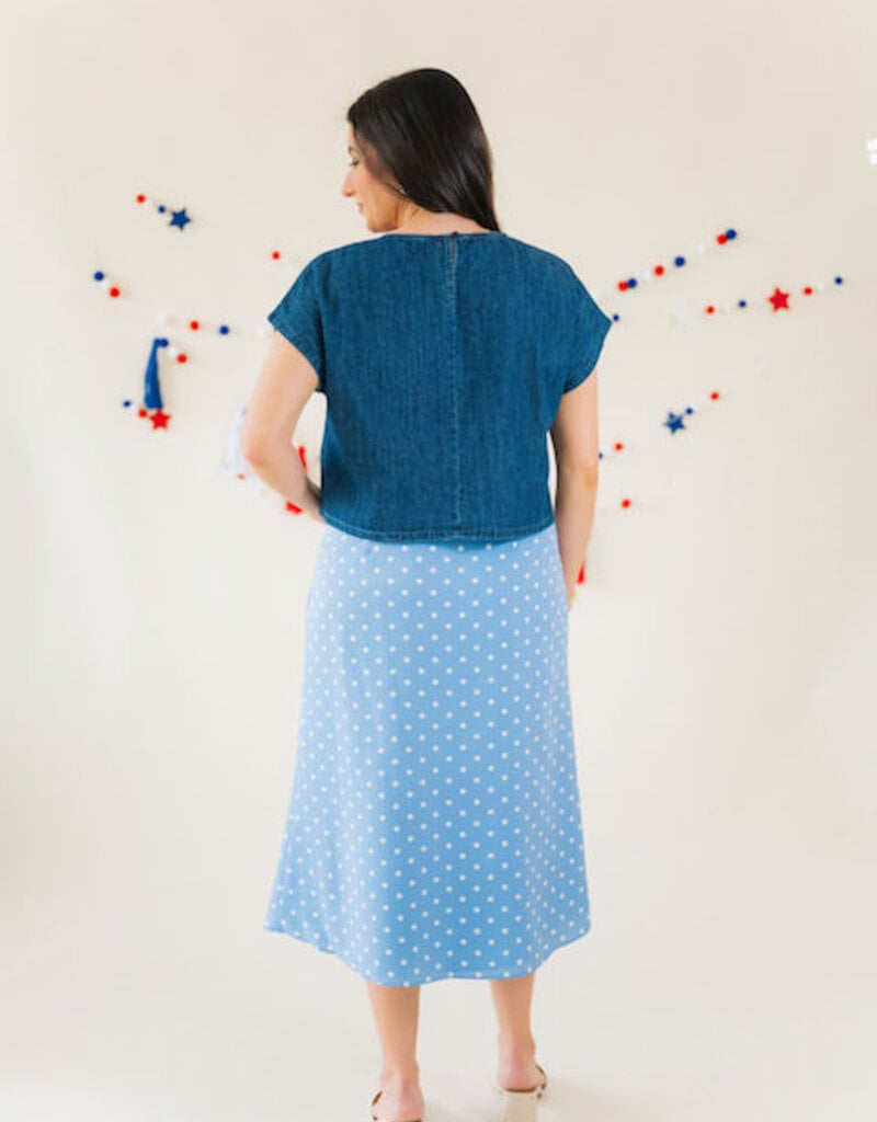 Polka Dot Sky Midi Skirt