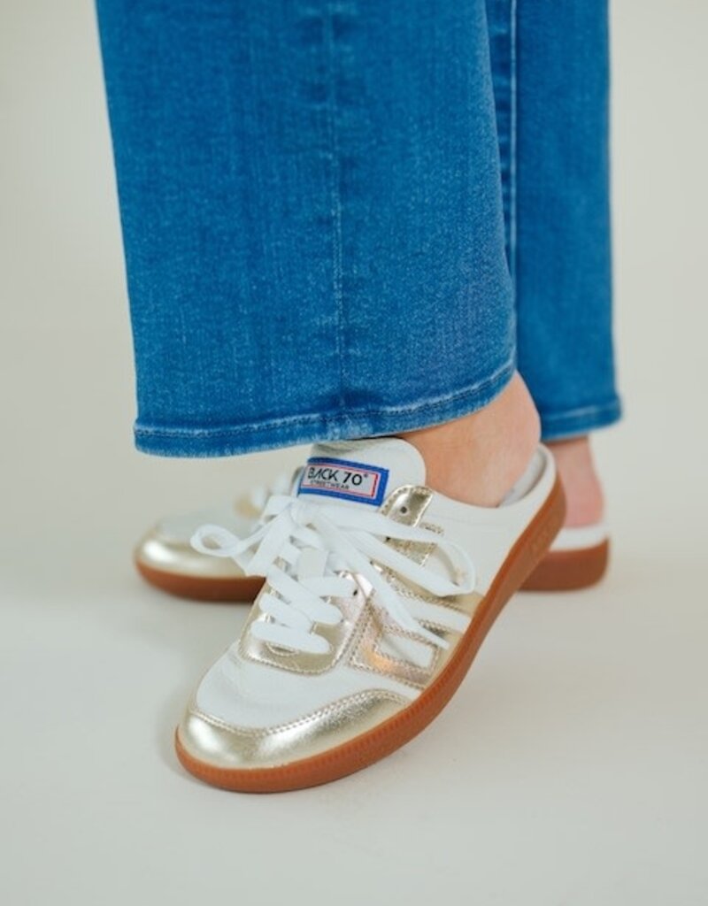 Back 70 Easter Backless Sneaker Metallic Gold