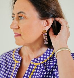 Purple LSU Drop Earrings