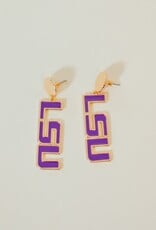 Purple LSU Drop Earrings