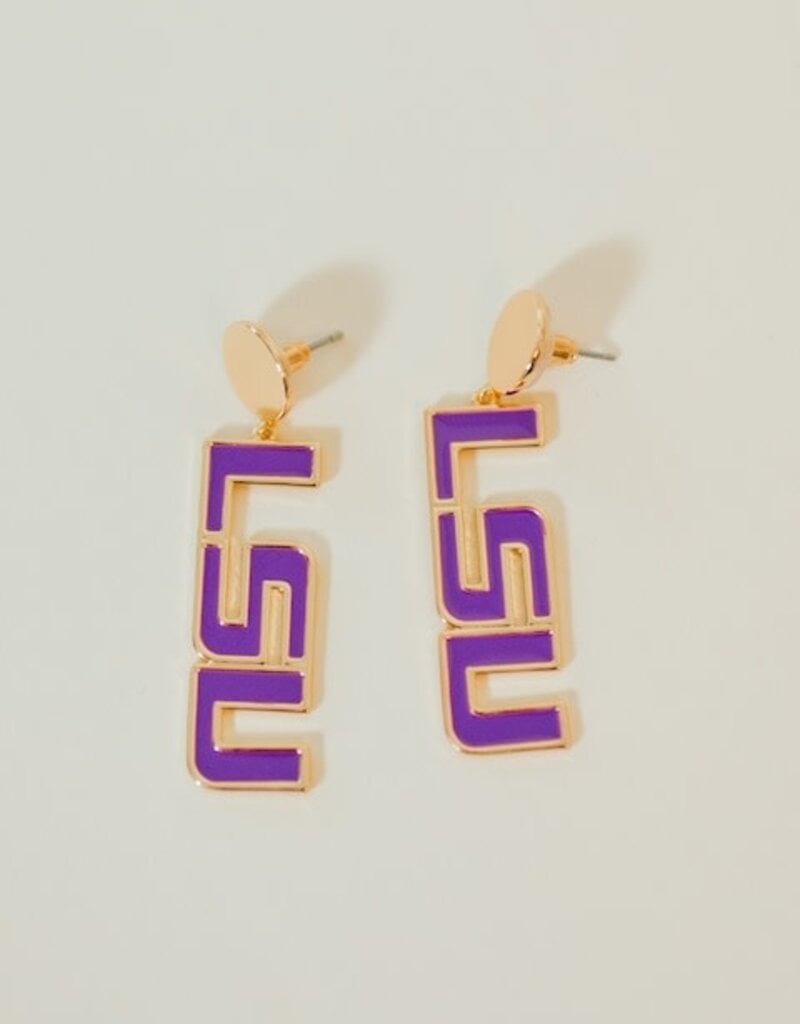 Purple LSU Drop Earrings